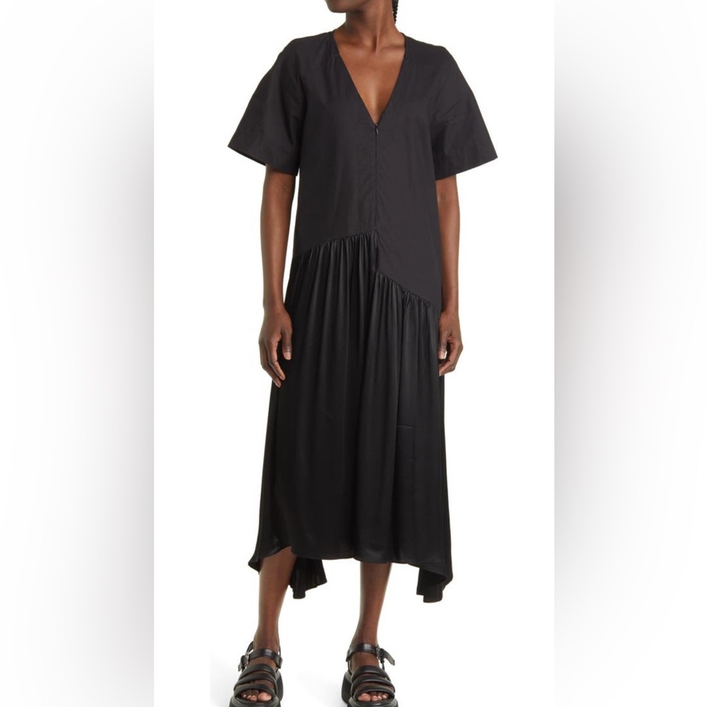 Topshop midi front zip cotton dress US 12